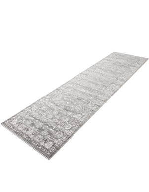 Gray 2' 7 x 10' Boston Runner Area Rug 55% Polypropylene & 45% Polyester Easy Clean Traditional Classical Carpet for Contemporary Living Dining Room Office Space for Sale at Rug Engine