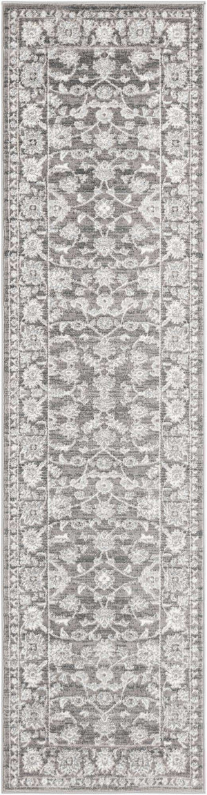 Gray 2' 7 x 10' Boston Runner Area Rug 55% Polypropylene & 45% Polyester Easy Clean Traditional Classical Carpet for Contemporary Living Dining Room Office Space for Sale at Rug Engine