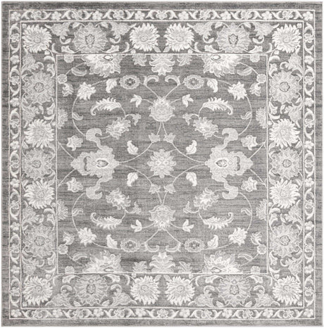 Gray 10' x 10' Boston Square Area Rug 55% Polypropylene & 45% Polyester Easy Clean Traditional Classical Carpet for Contemporary Living Dining Room Office Space for Sale at Rug Engine