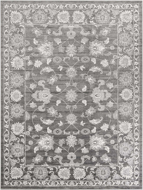 Gray 10' x 13' 1 Boston Rectangle Area Rug 55% Polypropylene & 45% Polyester Easy Clean Traditional Classical Carpet for Contemporary Living Dining Room Office Space for Sale at Rug Engine