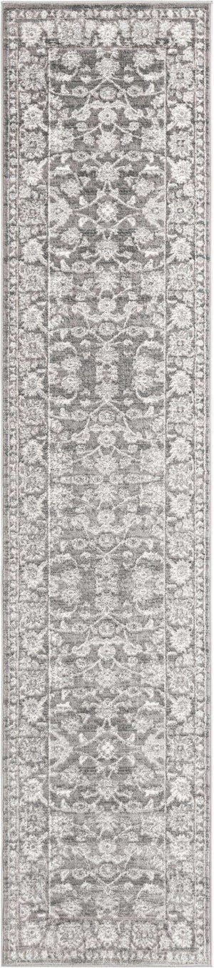 Gray 2' 7 x 12' Boston Runner Area Rug 55% Polypropylene & 45% Polyester Easy Clean Traditional Classical Carpet for Contemporary Living Dining Room Office Space for Sale at Rug Engine