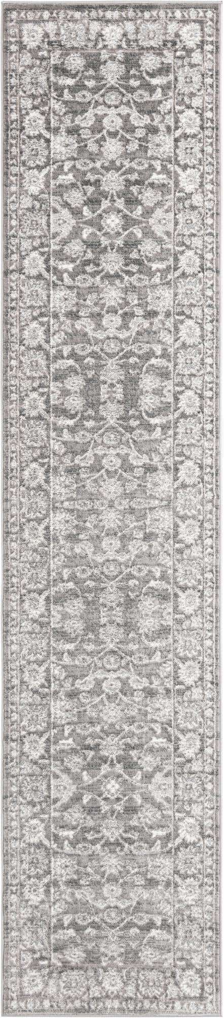 Gray 2' 7 x 12' Boston Runner Area Rug 55% Polypropylene & 45% Polyester Easy Clean Traditional Classical Carpet for Contemporary Living Dining Room Office Space for Sale at Rug Engine