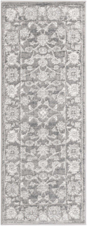 Gray 2' x 5' 3 Boston Runner Area Rug 55% Polypropylene & 45% Polyester Easy Clean Traditional Classical Carpet for Contemporary Living Dining Room Office Space for Sale at Rug Engine