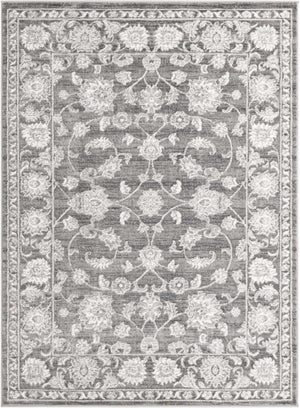 Gray 5' 3 x 7' 1 Boston Rectangle Area Rug 55% Polypropylene & 45% Polyester Easy Clean Traditional Classical Carpet for Contemporary Living Dining Room Office Space for Sale at Rug Engine