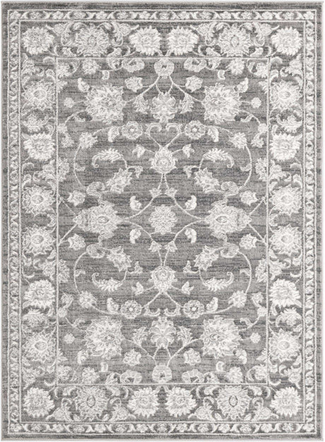 Gray 5' 3 x 7' 1 Boston Rectangle Area Rug 55% Polypropylene & 45% Polyester Easy Clean Traditional Classical Carpet for Contemporary Living Dining Room Office Space for Sale at Rug Engine