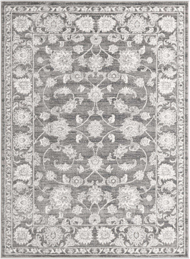 Gray 5' 3 x 7' 1 Boston Rectangle Area Rug 55% Polypropylene & 45% Polyester Easy Clean Traditional Classical Carpet for Contemporary Living Dining Room Office Space for Sale at Rug Engine