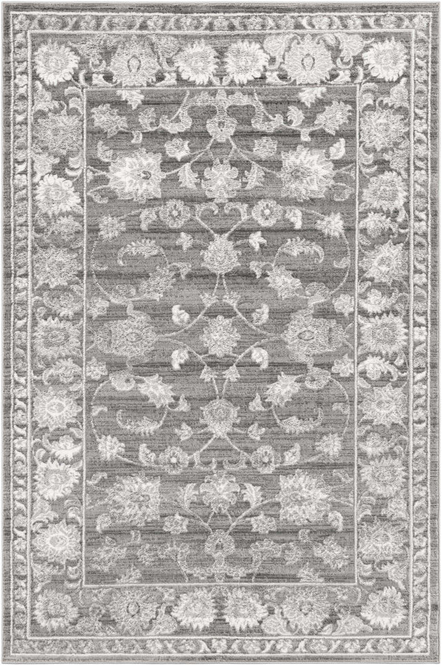 Gray 6' 1 x 9' Boston Rectangle Area Rug 55% Polypropylene & 45% Polyester Easy Clean Traditional Classical Carpet for Contemporary Living Dining Room Office Space for Sale at Rug Engine