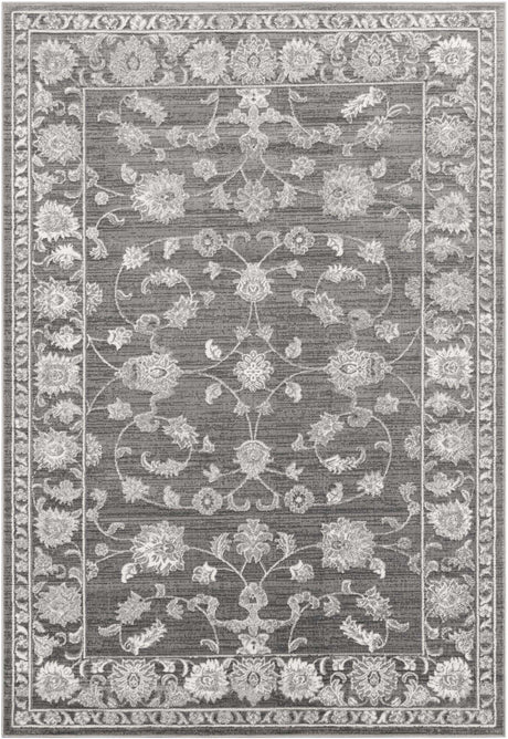 Gray 7' 1 x 10' Boston Rectangle Area Rug 55% Polypropylene & 45% Polyester Easy Clean Traditional Classical Carpet for Contemporary Living Dining Room Office Space for Sale at Rug Engine