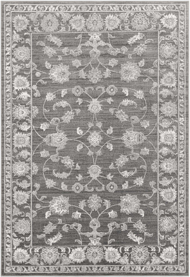 Gray 7' 1 x 10' Boston Rectangle Area Rug 55% Polypropylene & 45% Polyester Easy Clean Traditional Classical Carpet for Contemporary Living Dining Room Office Space for Sale at Rug Engine