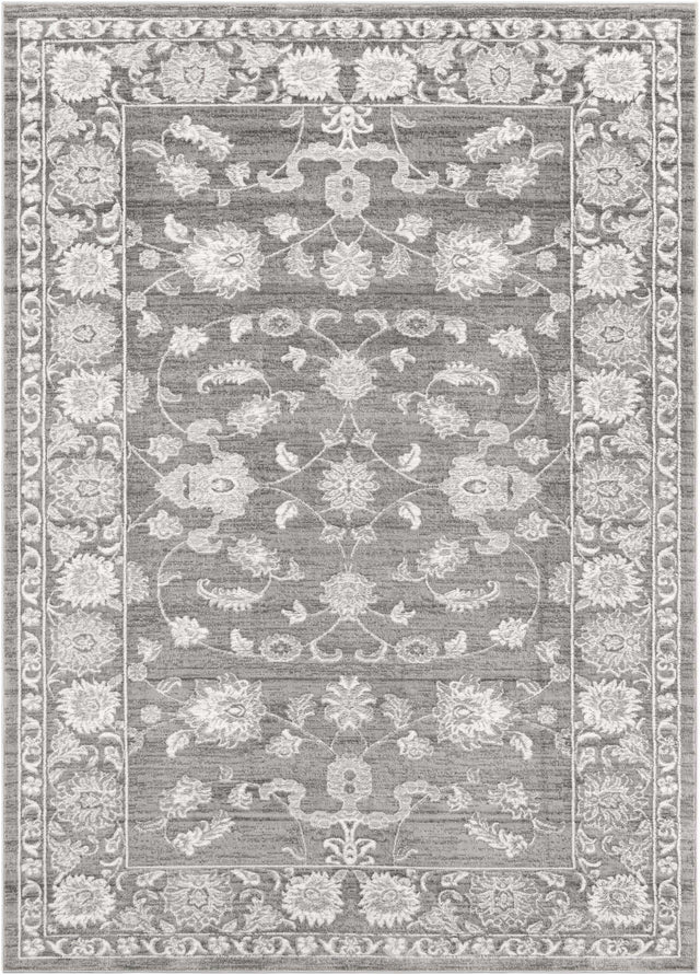 Gray 7' 10 x 11' Boston Rectangle Area Rug 55% Polypropylene & 45% Polyester Easy Clean Traditional Classical Carpet for Contemporary Living Dining Room Office Space for Sale at Rug Engine