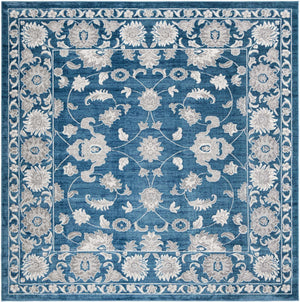 Blue 10' x 10' Boston Square Area Rug 55% Polypropylene & 45% Polyester Easy Clean Traditional Classical Carpet for Contemporary Living Dining Room Office Space for Sale at Rug Engine