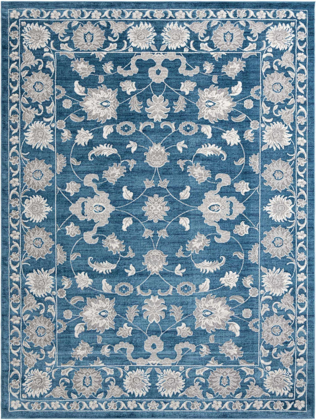 Blue 10' x 13' 1 Boston Rectangle Area Rug 55% Polypropylene & 45% Polyester Easy Clean Traditional Classical Carpet for Contemporary Living Dining Room Office Space for Sale at Rug Engine
