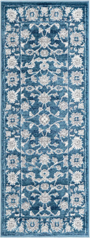 Blue 2' x 5' 3 Boston Runner Area Rug 55% Polypropylene & 45% Polyester Easy Clean Traditional Classical Carpet for Contemporary Living Dining Room Office Space for Sale at Rug Engine