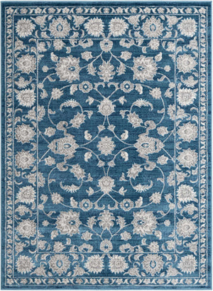 Blue 5' 3 x 7' 1 Boston Rectangle Area Rug 55% Polypropylene & 45% Polyester Easy Clean Traditional Classical Carpet for Contemporary Living Dining Room Office Space for Sale at Rug Engine