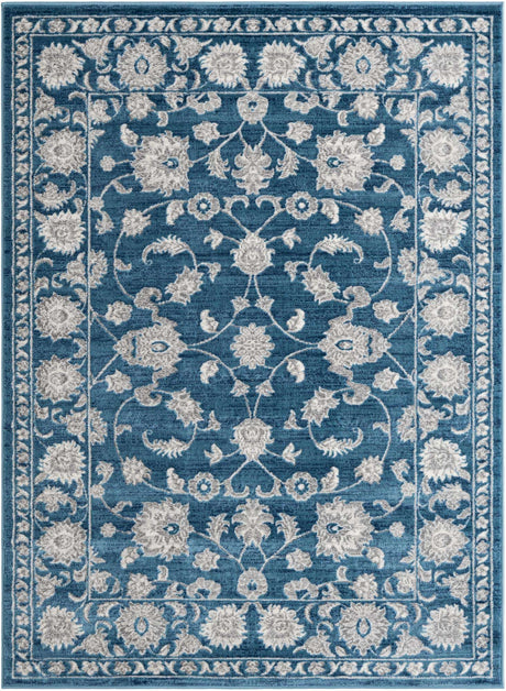 Blue 5' 3 x 7' 1 Boston Rectangle Area Rug 55% Polypropylene & 45% Polyester Easy Clean Traditional Classical Carpet for Contemporary Living Dining Room Office Space for Sale at Rug Engine