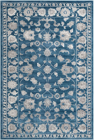 Blue 6' 1 x 9' Boston Rectangle Area Rug 55% Polypropylene & 45% Polyester Easy Clean Traditional Classical Carpet for Contemporary Living Dining Room Office Space for Sale at Rug Engine
