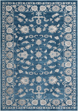 Blue 7' 10 x 11' Boston Rectangle Area Rug 55% Polypropylene & 45% Polyester Easy Clean Traditional Classical Carpet for Contemporary Living Dining Room Office Space for Sale at Rug Engine