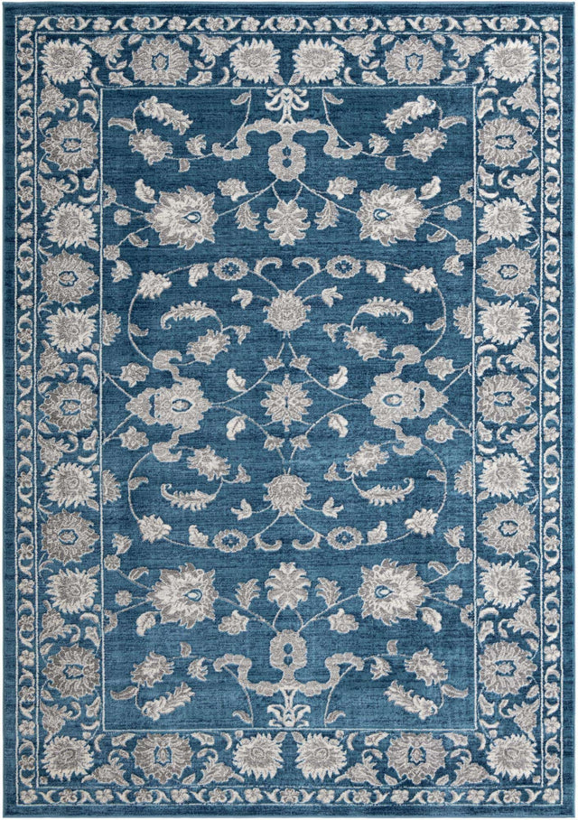 Blue 7' 10 x 11' Boston Rectangle Area Rug 55% Polypropylene & 45% Polyester Easy Clean Traditional Classical Carpet for Contemporary Living Dining Room Office Space for Sale at Rug Engine