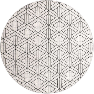 White 10' x 10' Matrix Trellis Round Area Rug 100% Polyester Geometric Pattern Modern Carpet for Living, Dining, Bedroom, Office for Sale at Rug Engine