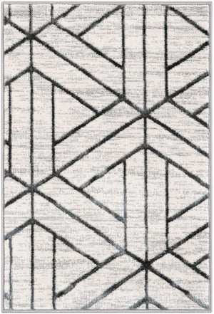 White 2' x 3' 1 Matrix Trellis Rectangle Area Rug 100% Polyester Geometric Pattern Modern Carpet for Living, Dining, Bedroom, Office for Sale at Rug Engine