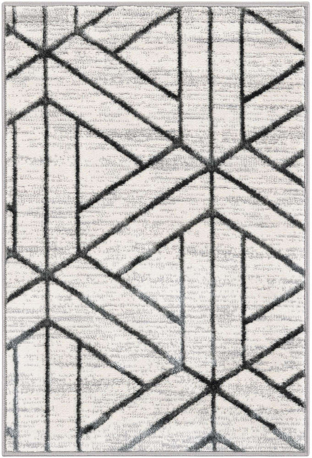 White 2' x 3' 1 Matrix Trellis Rectangle Area Rug 100% Polyester Geometric Pattern Modern Carpet for Living, Dining, Bedroom, Office for Sale at Rug Engine