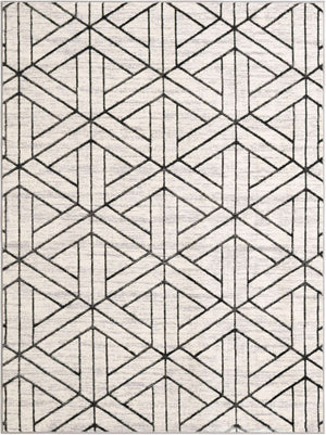 White 5' 3 x 7' 1 Matrix Trellis Rectangle Area Rug 100% Polyester Geometric Pattern Modern Carpet for Living, Dining, Bedroom, Office for Sale at Rug Engine