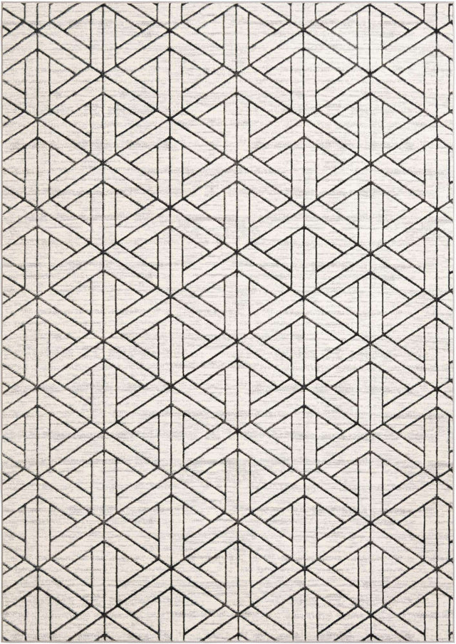 White 7' 10 x 11' Matrix Trellis Rectangle Area Rug 100% Polyester Geometric Pattern Modern Carpet for Living, Dining, Bedroom, Office for Sale at Rug Engine