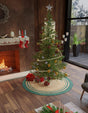 Natural and Green 4' 1 x 4' 1 Christmas Tree Skirt Round Rug