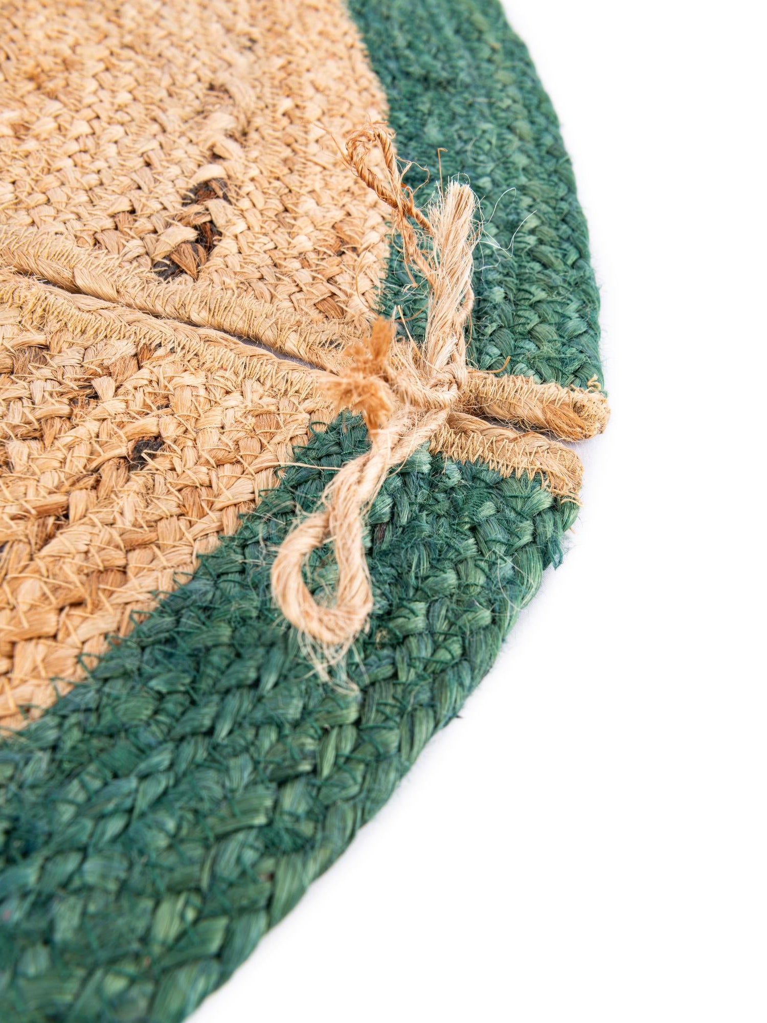 Seasonal Festive Green and Natural 2' 2 x 2' 2 Christmas Tree Skirt Round Area Rug 100% Jute All Natural Eco-Friendly Holiday Carpet Mat for Under Christmas Trees for Sale at Rug Engine