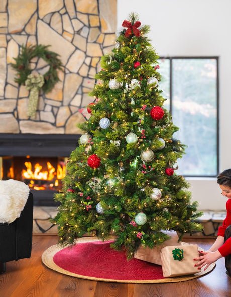 Red 5' 1 x 5' 1 Christmas Tree Skirt Round Rug