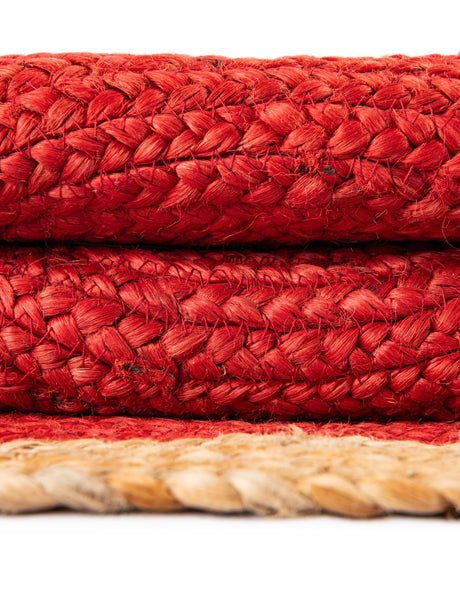 Seasonal Festive Red 7' 1 x 7' 1 Christmas Tree Skirt Round Area Rug 100% Jute All Natural Eco-Friendly Holiday Carpet Mat for Under Christmas Trees for Sale at Rug Engine