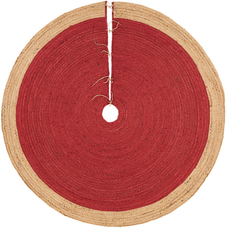 Seasonal Festive Red 6' 1 x 6' 1 Christmas Tree Skirt Round Area Rug 100% Jute All Natural Eco-Friendly Holiday Carpet Mat for Under Christmas Trees for Sale at Rug Engine