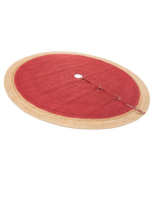 Red 7' 1 x 7' 1 Christmas Tree Skirt Round Rug