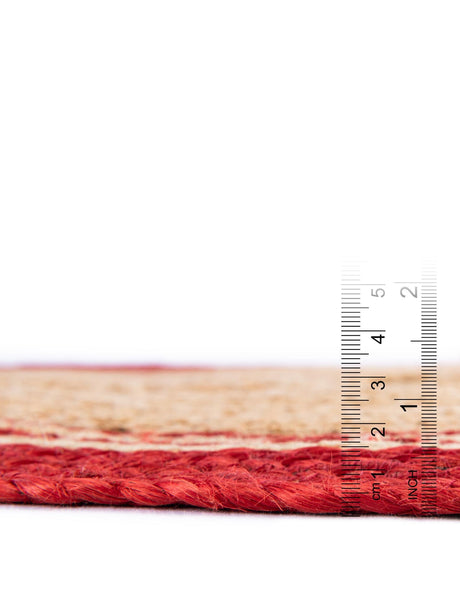 Seasonal Festive Natural and Red 7' 1 x 7' 1 Christmas Tree Skirt Round Area Rug 100% Jute All Natural Eco-Friendly Holiday Carpet Mat for Under Christmas Trees for Sale at Rug Engine