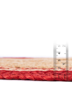 Natural and Red 5' 1 x 5' 1 Christmas Tree Skirt Round Rug