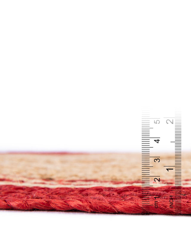 Natural and Red 5' 1 x 5' 1 Christmas Tree Skirt Round Rug