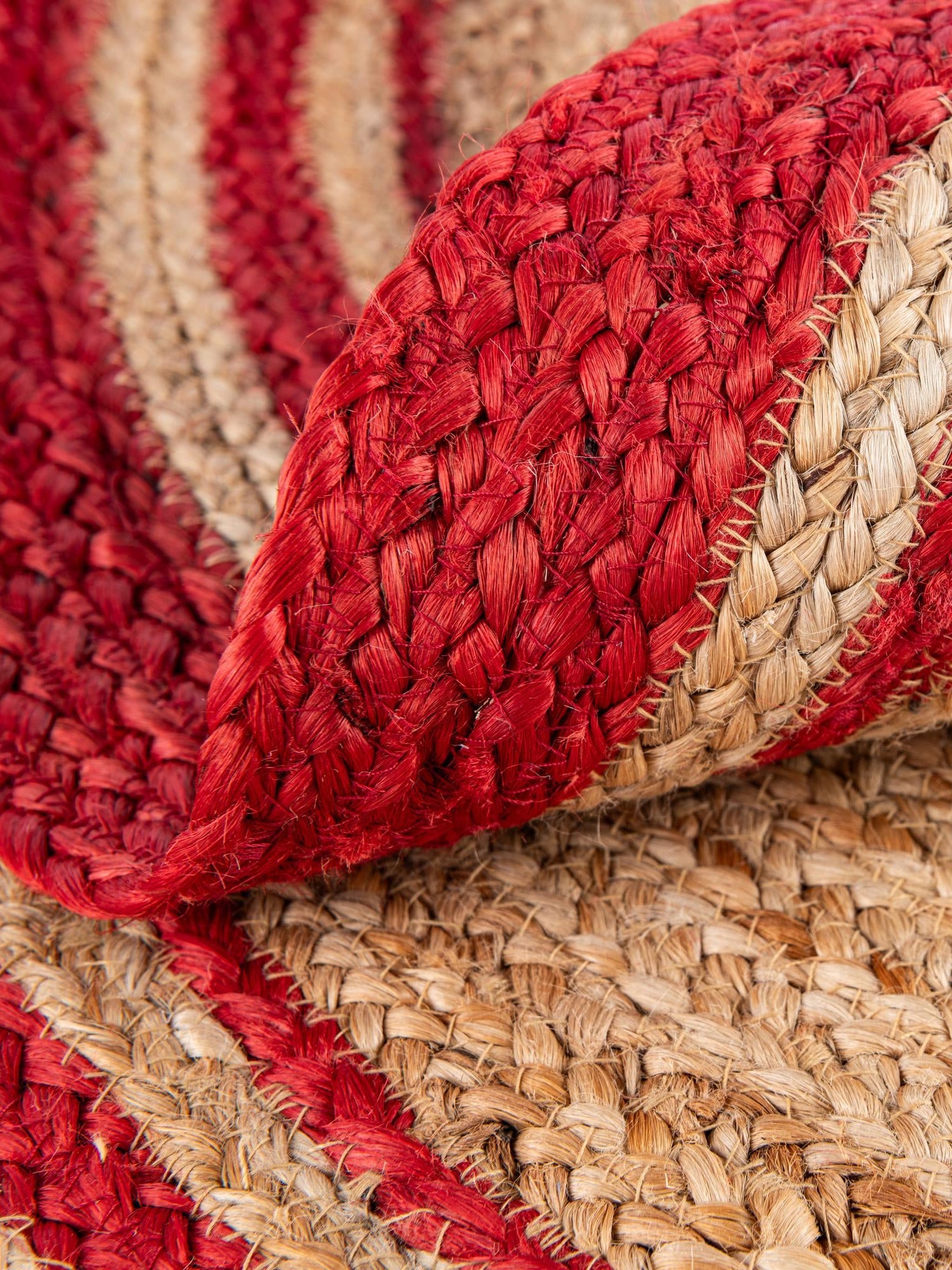 Seasonal Festive Natural and Red 6' 1 x 6' 1 Christmas Tree Skirt Round Area Rug 100% Jute All Natural Eco-Friendly Holiday Carpet Mat for Under Christmas Trees for Sale at Rug Engine