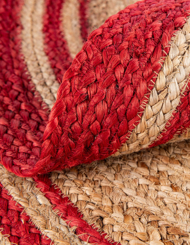 Natural and Red 2' 2 x 2' 2 Christmas Tree Skirt Round Rug