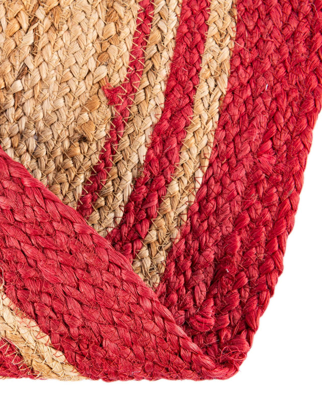 Natural and Red 3' 1 x 3' 1 Christmas Tree Skirt Round Rug