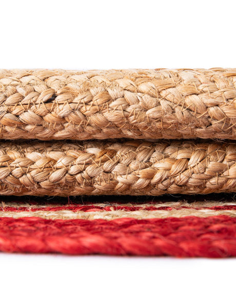 Seasonal Festive Natural and Red 4' 1 x 4' 1 Christmas Tree Skirt Round Area Rug 100% Jute All Natural Eco-Friendly Holiday Carpet Mat for Under Christmas Trees for Sale at Rug Engine