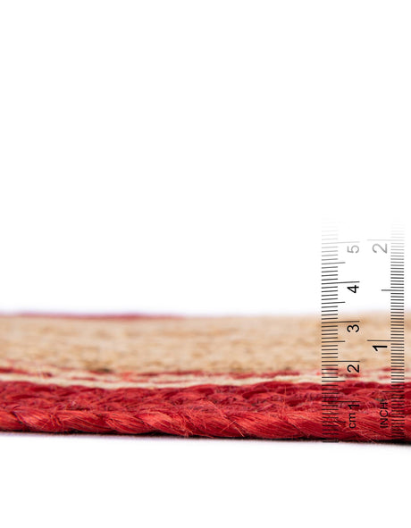 Seasonal Festive Red and Natural 6' 1 x 6' 1 Christmas Tree Skirt Round Area Rug 100% Jute All Natural Eco-Friendly Holiday Carpet Mat for Under Christmas Trees for Sale at Rug Engine