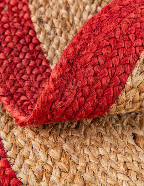 Seasonal Festive Red and Natural 2' 2 x 2' 2 Christmas Tree Skirt Round Area Rug 100% Jute All Natural Eco-Friendly Holiday Carpet Mat for Under Christmas Trees for Sale at Rug Engine