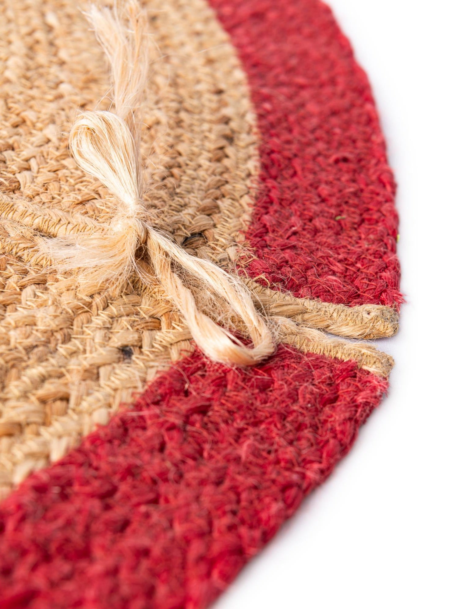 Seasonal Festive Red and Natural 4' 1 x 4' 1 Christmas Tree Skirt Round Area Rug 100% Jute All Natural Eco-Friendly Holiday Carpet Mat for Under Christmas Trees for Sale at Rug Engine