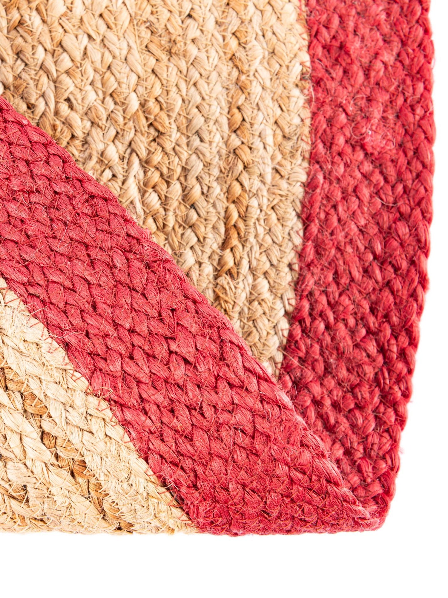 Seasonal Festive Red and Natural 6' 1 x 6' 1 Christmas Tree Skirt Round Area Rug 100% Jute All Natural Eco-Friendly Holiday Carpet Mat for Under Christmas Trees for Sale at Rug Engine