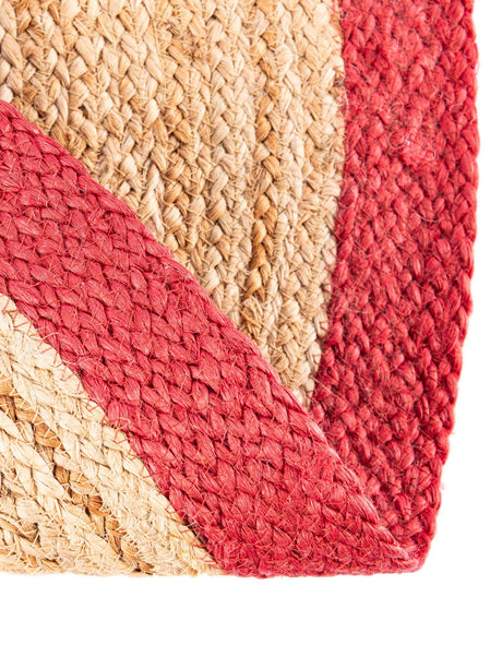 Seasonal Festive Red and Natural 2' 2 x 2' 2 Christmas Tree Skirt Round Area Rug 100% Jute All Natural Eco-Friendly Holiday Carpet Mat for Under Christmas Trees for Sale at Rug Engine