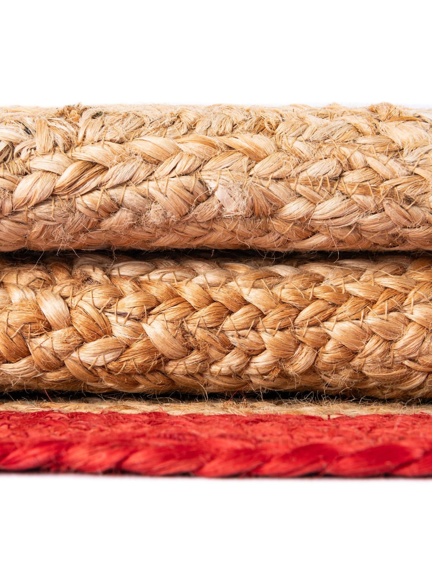 Seasonal Festive Red and Natural 2' 2 x 2' 2 Christmas Tree Skirt Round Area Rug 100% Jute All Natural Eco-Friendly Holiday Carpet Mat for Under Christmas Trees for Sale at Rug Engine
