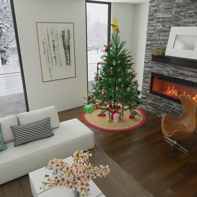 Natural 2' 2 x 2' 2 Christmas Tree Skirt Round Rug
