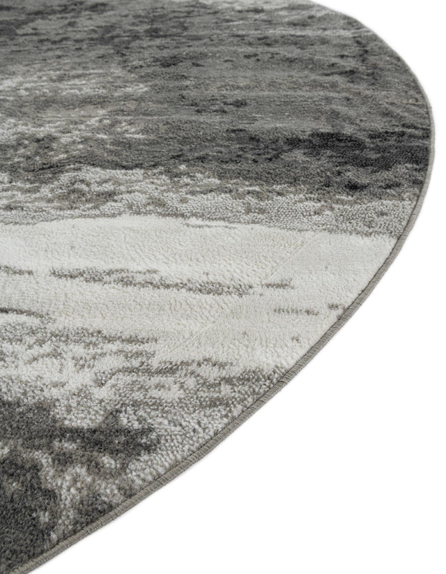 Black 7' 10 x 7' 10 Norge Round Area Rug 100% Polypropylene Easy Clean Non Shed Stain Resistant Modern Carpet for Home Interior Design for Sale at Rug Engine