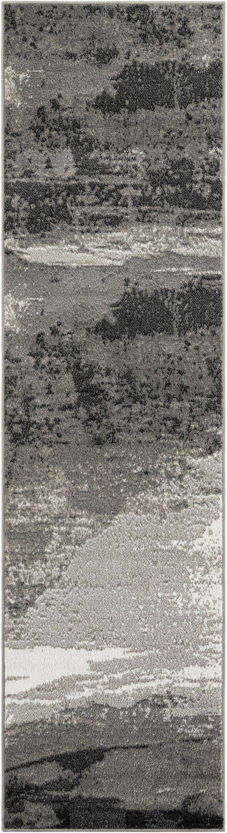 Black 2' 7 x 10' Norge Runner Area Rug 100% Polypropylene Easy Clean Non Shed Stain Resistant Modern Carpet for Home Interior Design for Sale at Rug Engine