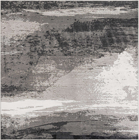 Black 10' x 10' Norge Square Area Rug 100% Polypropylene Easy Clean Non Shed Stain Resistant Modern Carpet for Home Interior Design for Sale at Rug Engine